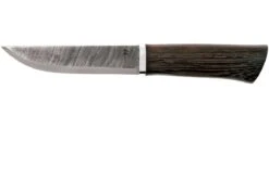 Autine Damascus Bushcrafter, Wengé, Damast, Brown RH Sheath, Cuchillo Bushcraft