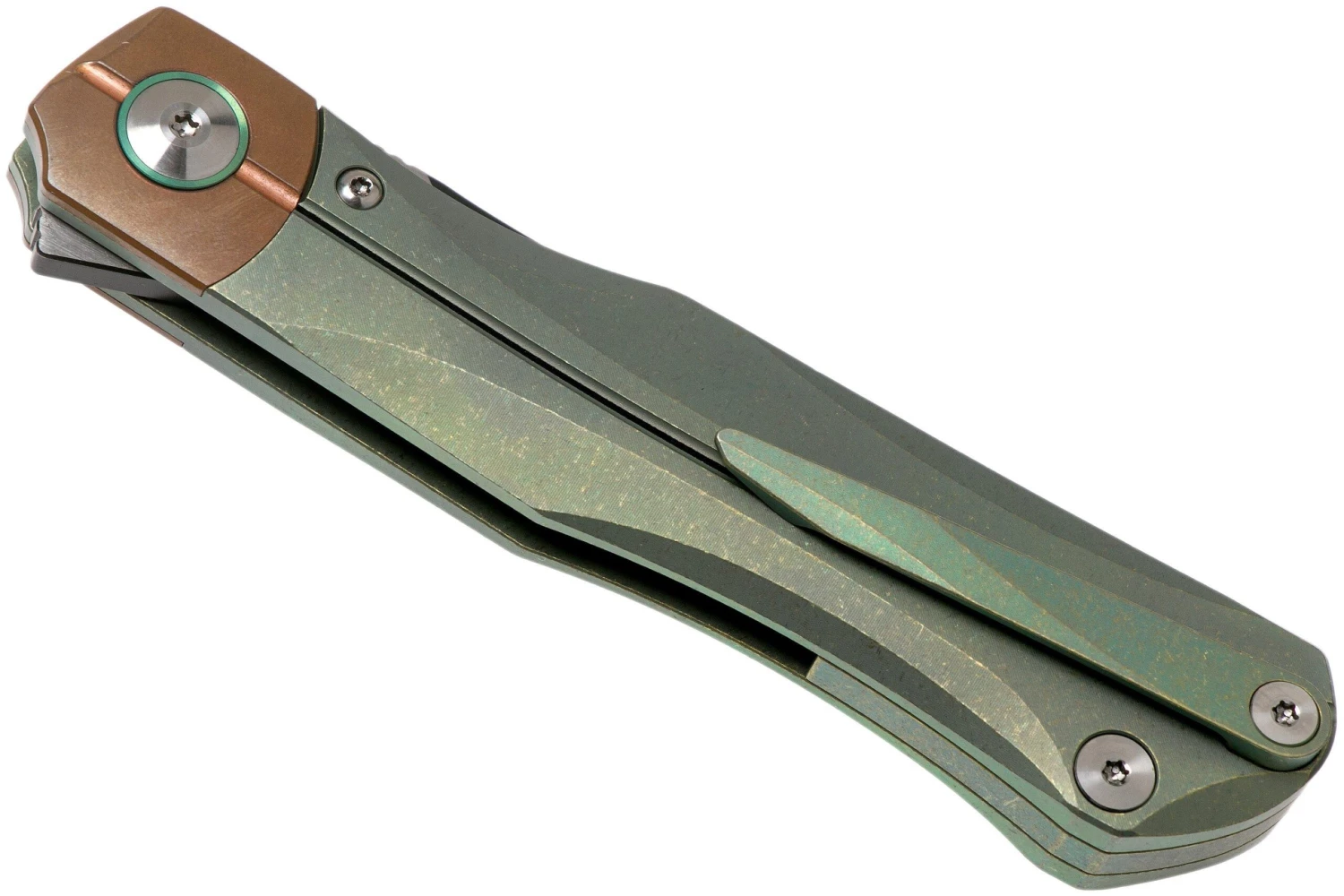 Bestech Thyra BT2106E Green Stonewashed Titanium, Copper Bolster, Two Tone Black Navaja, Diseño Kombou 4 Bestech Thyra BT2106E Green Stonewashed Titanium, Copper Bolster, Two Tone Black Navaja, Diseño Kombou - Imagen 4