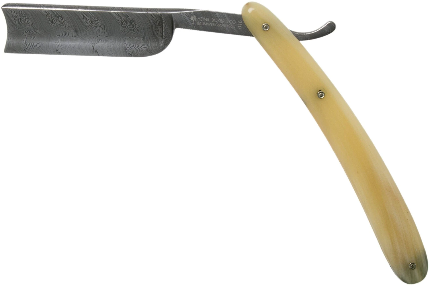 Böker Manufaktur Damascus Horn Navaja De Afeitar 140623DAM 1 Böker Manufaktur Damascus Horn Navaja De Afeitar 140623DAM