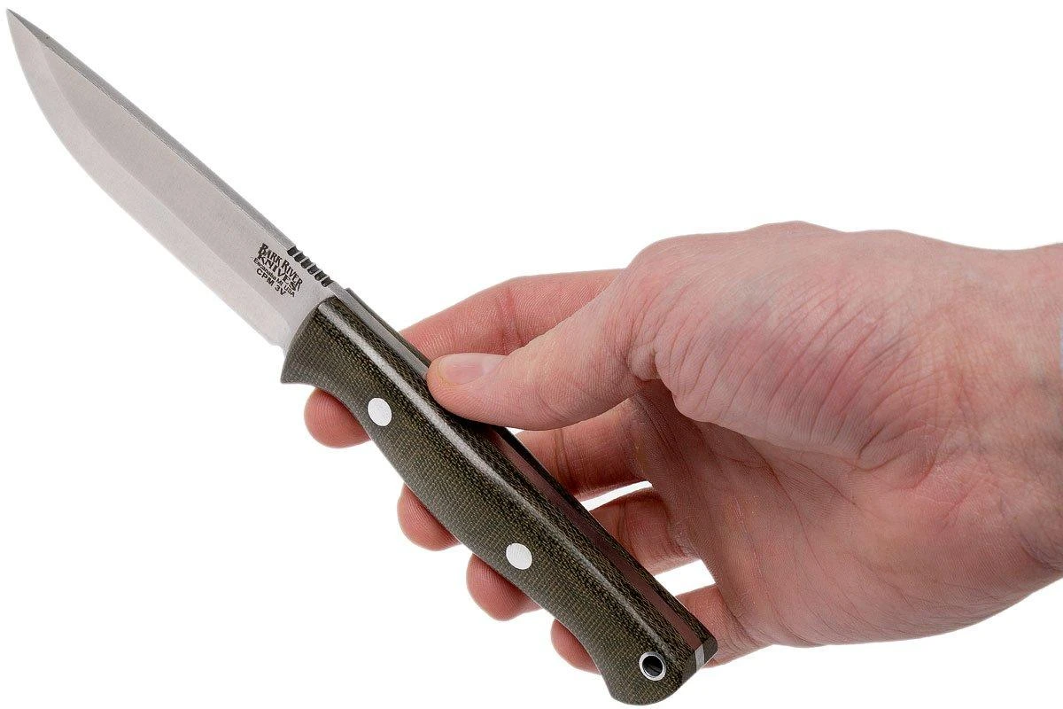 Bark River Gunny Scandi CPM 3V, Green Canvas Micarta, Funda Marrón 6 Bark River Gunny Scandi CPM 3V, Green Canvas Micarta, Funda Marrón - Imagen 6