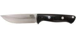 Bark River Bravo 1 A2 FHG Rampless, Black Linen Micarta, Funda Marrón