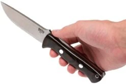 Bark River Bravo 1 A2, Black Green Camo Canvas Micarta, Funda Marrón -Tienda De Cuchillos BRK07 111COC 06 bark river brk07 111coc 06