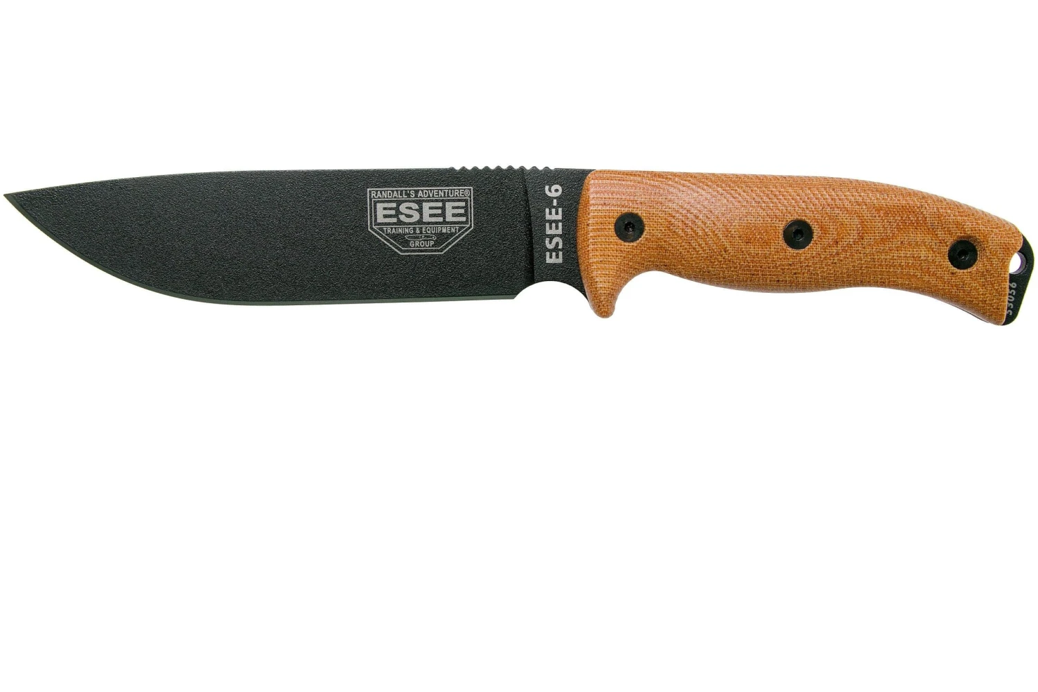 ESEE Model 6 Black Blade 3D Natural Canvas Micarta Cuchillo De Supervivencia 6PB-011 Funda Negra + Clip Plate 1 ESEE Model 6 Black Blade 3D Natural Canvas Micarta Cuchillo De Supervivencia 6PB-011 Funda Negra + Clip Plate