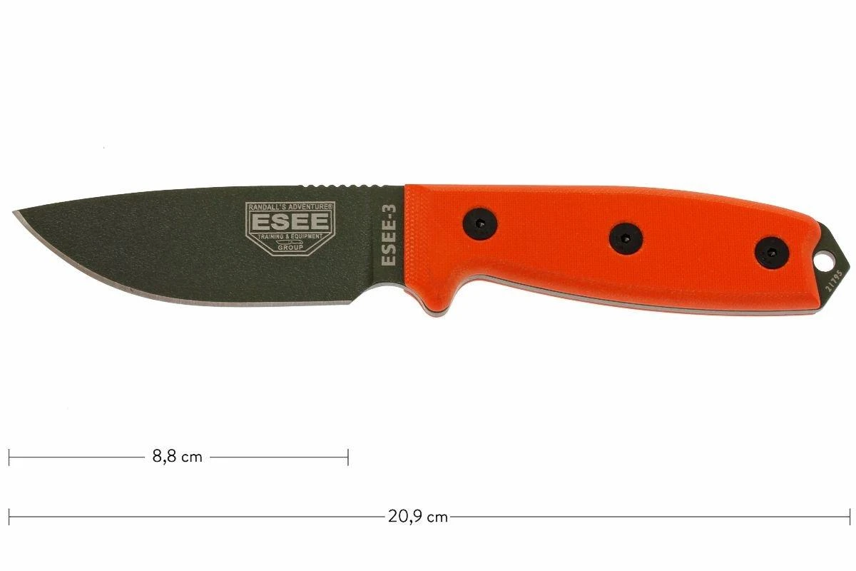ESEE Model 3 OD Blade, Orange Handle 3P-KO-OD Cuchillo De Supervivencia Sin Funda 1 ESEE Model 3 OD Blade, Orange Handle 3P-KO-OD Cuchillo De Supervivencia Sin Funda