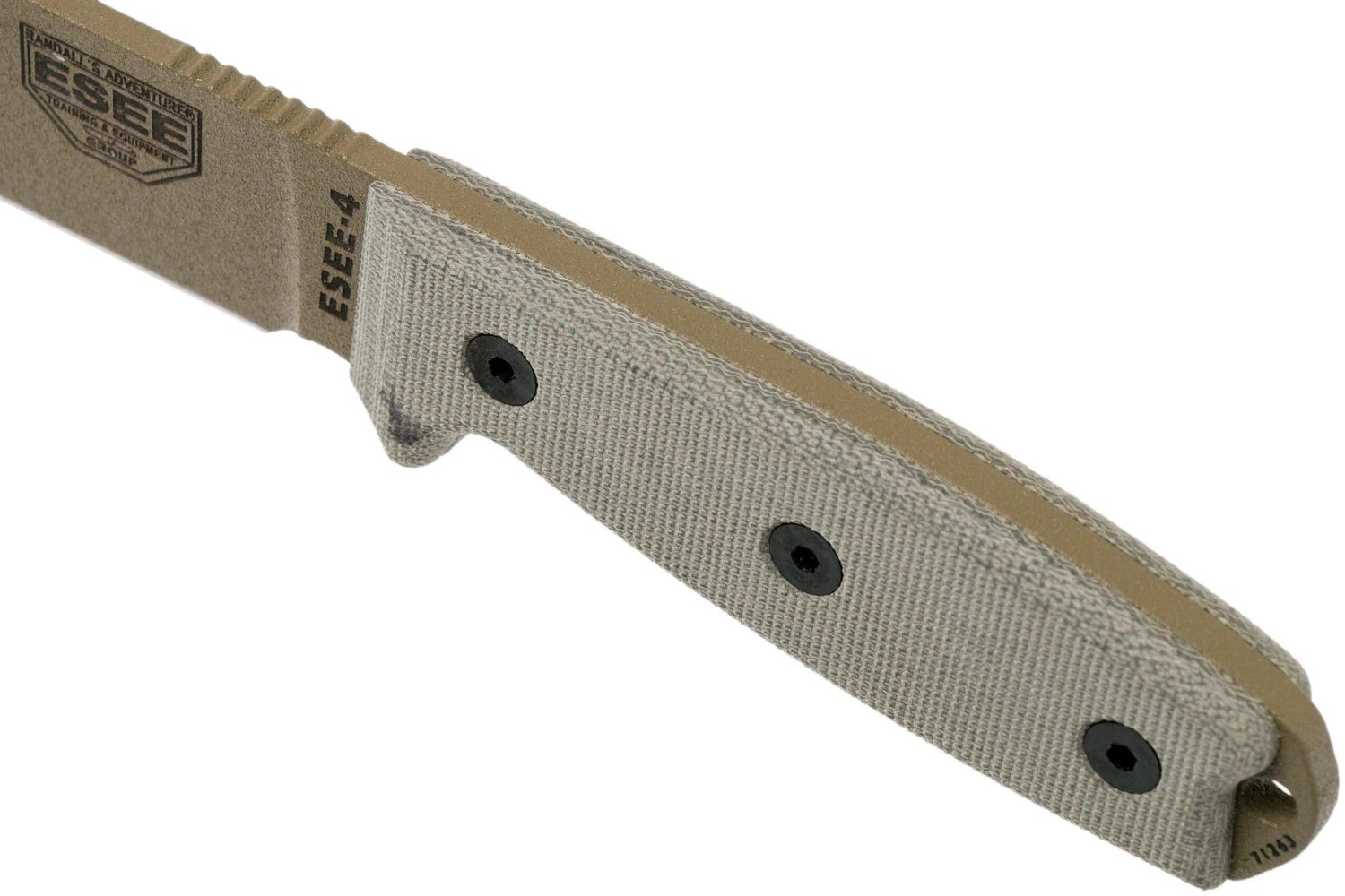 ESEE Model 4 Dark Earth Blade, Grey Handle 4P-MB-DE Con Funda Nera + Clip Y MOLLE-back 5 ESEE Model 4 Dark Earth Blade, Grey Handle 4P-MB-DE Con Funda Nera + Clip Y MOLLE-back - Imagen 5