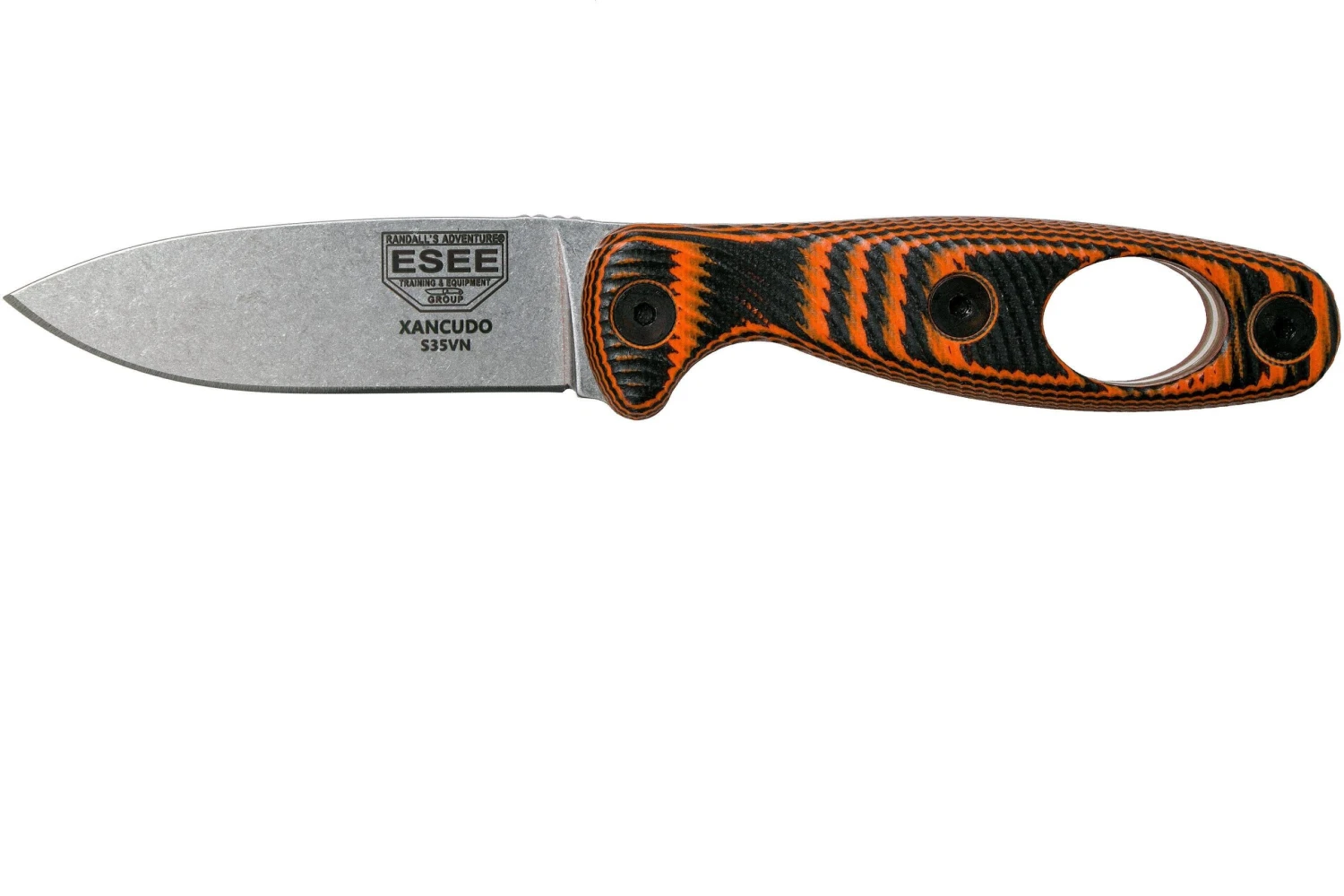 ESEE Xancudo S35VN Black-Orange G10 Con Agujero XAN1-006 Cuchillo Fijo 1 ESEE Xancudo S35VN Black-Orange G10 Con Agujero XAN1-006 Cuchillo Fijo