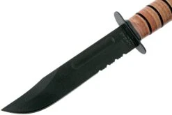 KA-BAR USMC 5018 Parcialmente Dentado, Mango De Cuero, Funda De Plástico -Tienda De Cuchillos KA5018 03 ka bar
