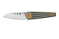 Medford Nosferatu Flipper S45VN Tumbled, Blue, Faced Bronze Flats Handles, Navaja