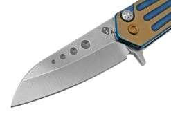 Medford Nosferatu Flipper S45VN Tumbled, Blue, Faced Bronze Flats Handles, Navaja -Tienda De Cuchillos MF 22 NO 02 03 medford