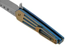 Medford Nosferatu Flipper S45VN Tumbled, Blue, Faced Bronze Flats Handles, Navaja -Tienda De Cuchillos MF 22 NO 02 04 medford