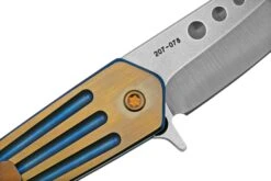 Medford Nosferatu Flipper S45VN Tumbled, Blue, Faced Bronze Flats Handles, Navaja -Tienda De Cuchillos MF 22 NO 02 05 medford