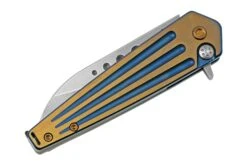 Medford Nosferatu Flipper S45VN Tumbled, Blue, Faced Bronze Flats Handles, Navaja -Tienda De Cuchillos MF 22 NO 02 07 medford