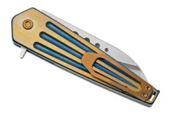 Medford Nosferatu Flipper S45VN Tumbled, Blue, Faced Bronze Flats Handles, Navaja -Tienda De Cuchillos MF 22 NO 02 08 medford