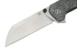 QSP Knife Penguin XL QS130XL-E1, Satin 20CV, Copper Foil Carbon Fibre Navaja -Tienda De Cuchillos QS130XL E1 03 qsp