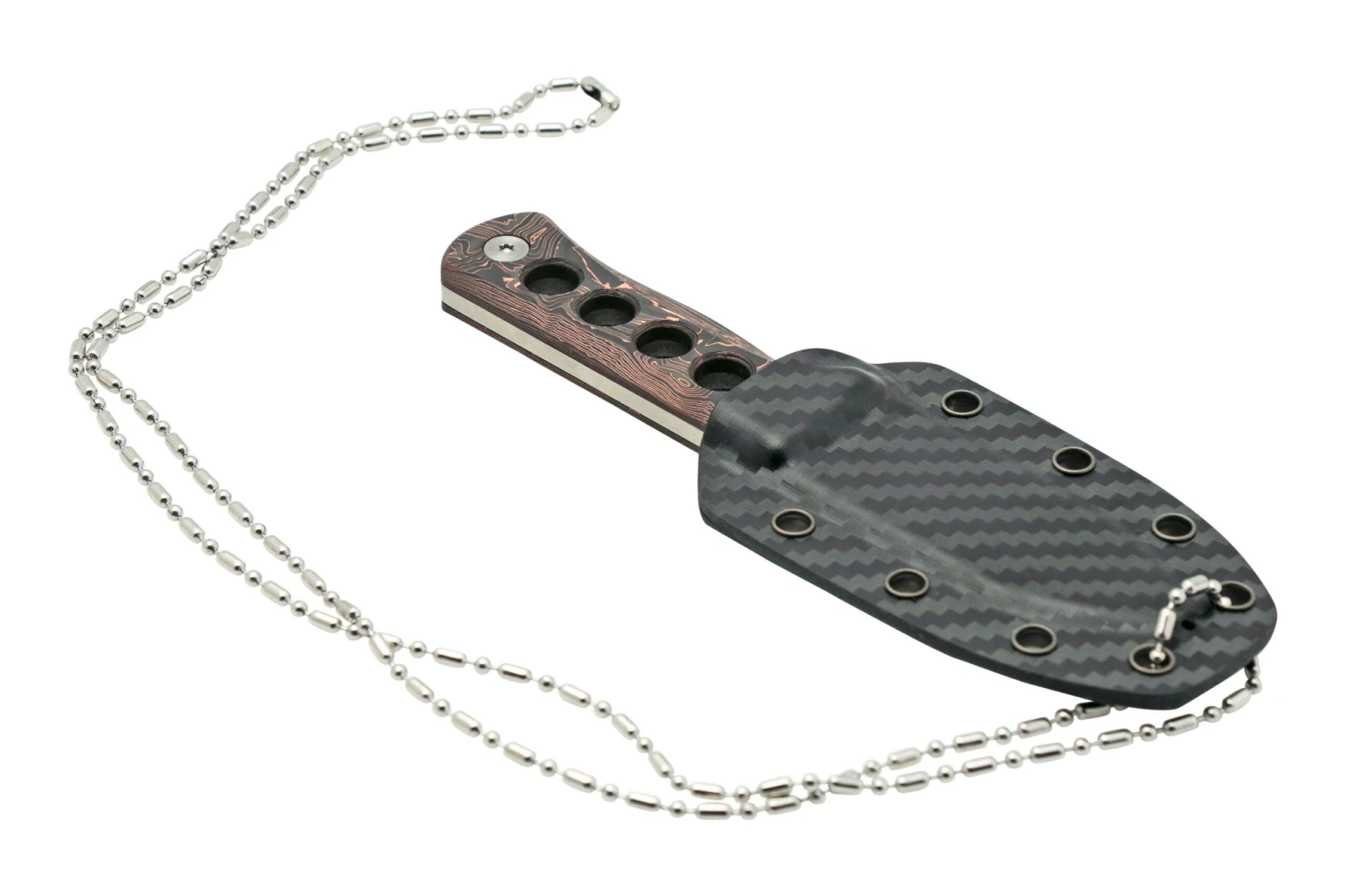 QSP Knife Canary QS141-F Damascus, Copper Foil Carbon Fibre, Cuchillo De Cuello 6 QSP Knife Canary QS141-F Damascus, Copper Foil Carbon Fibre, Cuchillo De Cuello - Imagen 6