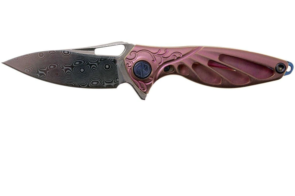 Rike Mini Hummingbird Navaja Damascus, Rosa 1 Rike Mini Hummingbird Navaja Damascus, Rosa