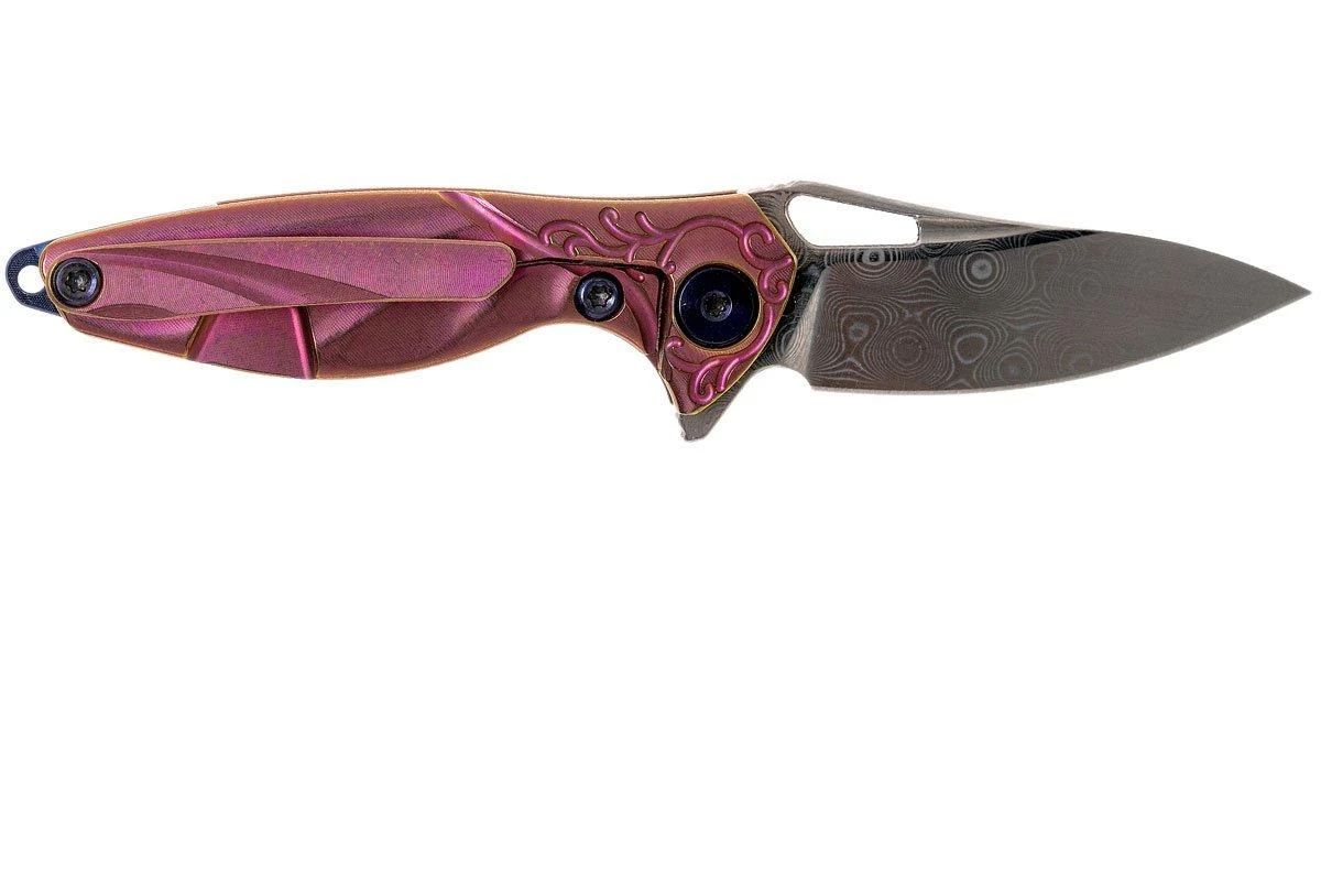 Rike Mini Hummingbird Navaja Damascus, Rosa 2 Rike Mini Hummingbird Navaja Damascus, Rosa - Imagen 2