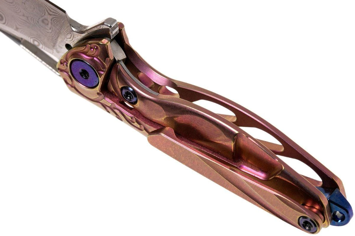 Rike Mini Hummingbird Navaja Damascus, Rosa 5 Rike Mini Hummingbird Navaja Damascus, Rosa - Imagen 5