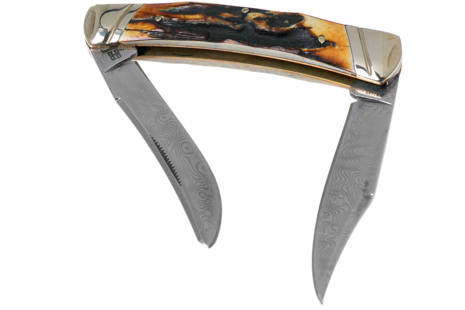 Rough Ryder Small Moose Cinnamon Stag RR2157 Damascus Navaja Slipjoint 2 Rough Ryder Small Moose Cinnamon Stag RR2157 Damascus Navaja Slipjoint - Imagen 2