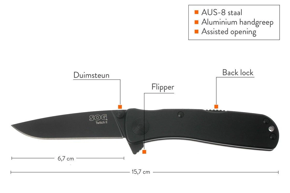 SOG Twitch II WI-12 Black, Navaja 2 SOG Twitch II WI-12 Black, Navaja - Imagen 2