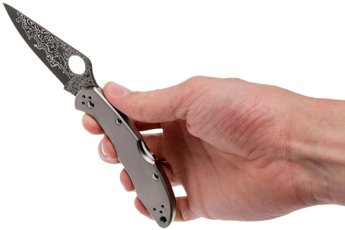 Spyderco C11TIPD Delica 4 Titanium Damascus Navaja 8 Spyderco C11TIPD Delica 4 Titanium Damascus Navaja - Imagen 8