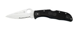 Spyderco Endela Thin Blue Line C243FPSBKBL Navaja Parcialmente Dentada