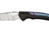 WE Knife Exciton Black Titanium Flamed Titanium, Heimskringla Damasteel WE22038A-DS1 Limited Edition Navaja