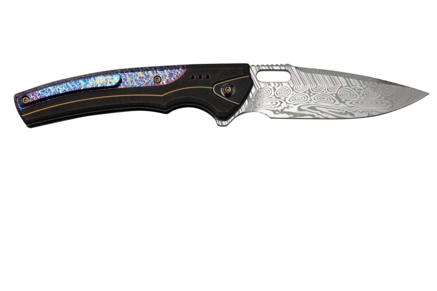 WE Knife Exciton Black Titanium Flamed Titanium, Heimskringla Damasteel WE22038A-DS1 Limited Edition Navaja 2 WE Knife Exciton Black Titanium Flamed Titanium, Heimskringla Damasteel WE22038A-DS1 Limited Edition Navaja - Imagen 2