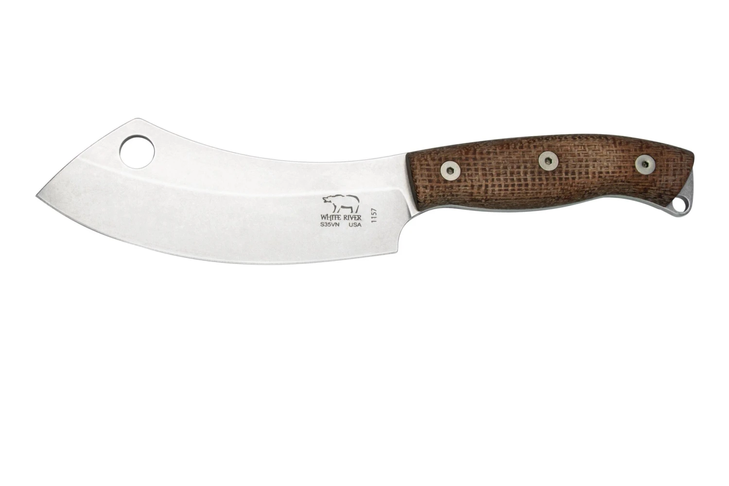 White River Camp Cleaver WRCC55-BNA Natural Burlap Micarta, Cuchillo De Camping 1 White River Camp Cleaver WRCC55-BNA Natural Burlap Micarta, Cuchillo De Camping