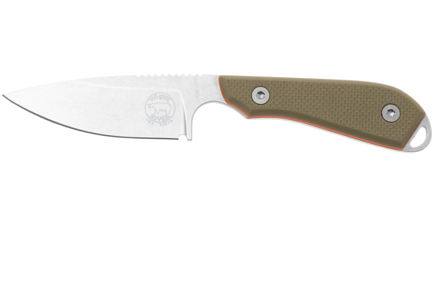 White River M1 Backpacker Pro WRM1-TGO Green/Orange G10, Funda De Kydex, Cuchillo De Cuello 1 White River M1 Backpacker Pro WRM1-TGO Green/Orange G10, Funda De Kydex, Cuchillo De Cuello