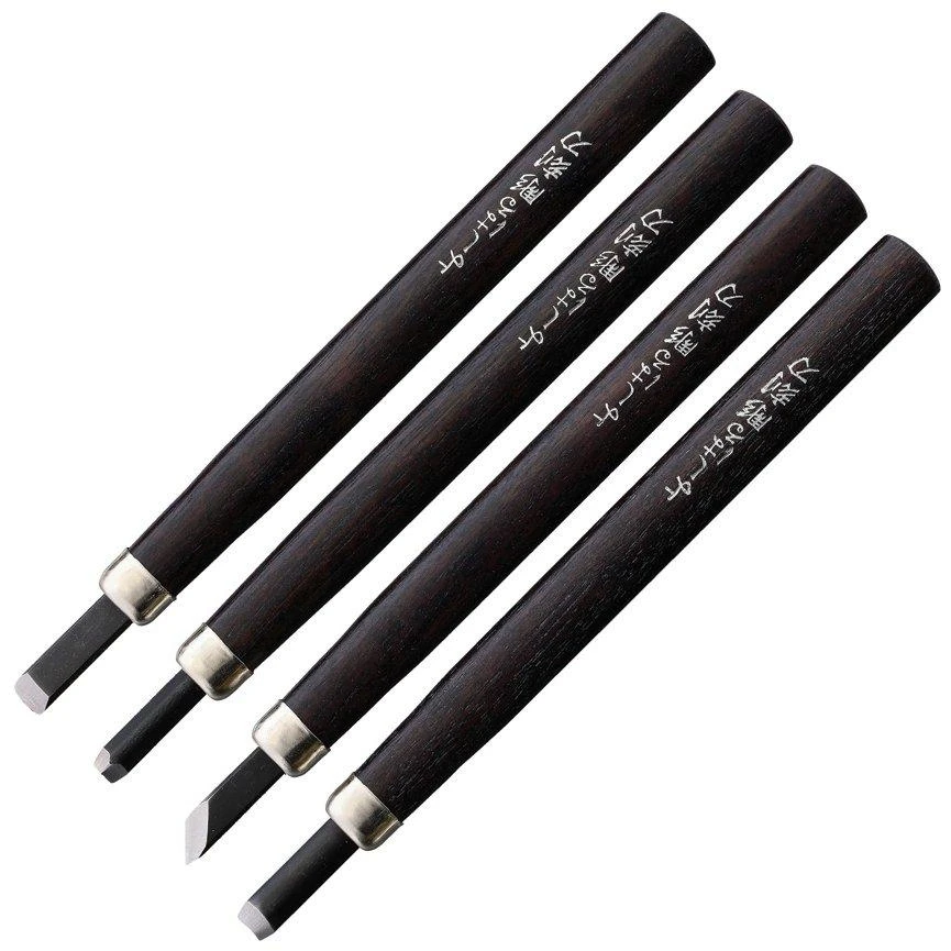 Yoshiharu H-4 Cuchillos Japoneses Para Tallar Madera, Juego De 4